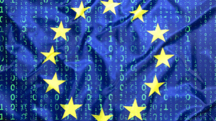 (Foto: BirgitKorber/Fotolia) Europaflagge mit Binärcode (Foto: BirgitKorber/Fotolia)