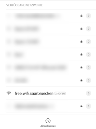 Schritt 1: "free.wifi.saarbruecken" auswählen Schritt 1: "free.wifi.saarbruecken" auswählen