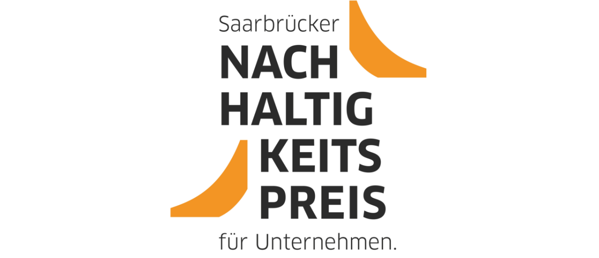 Logo mit dem Text Saarbrücker Nachhaltigkeitspreis für Unternehmen